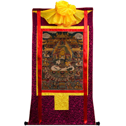 Gandhanra Handmade Thangka - Yellow Jambhala - from Kathok Monastery