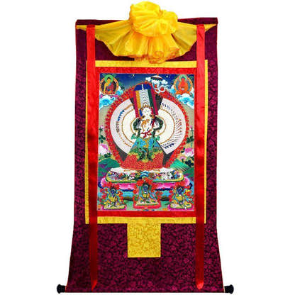 Usnisa Sitatapatra - Great White Parasol - Tibetan thangka painting, view 5