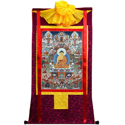 Shakyamuni - Tibetan thangka painting, view 5