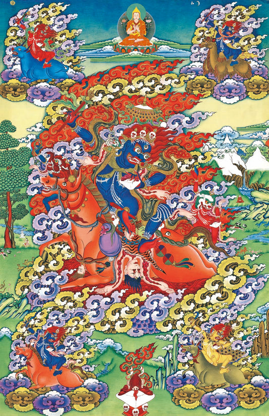 Gandhanra Handmade Thangka - Palden Lhamo / Magzor Gyalmo / Shri Devi - from Kathok Monastery