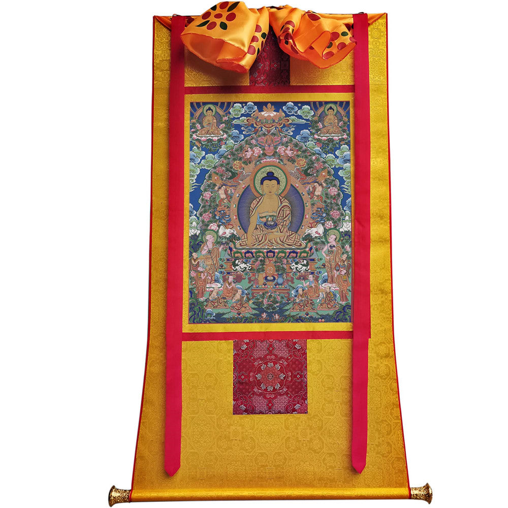 Gandhanra Tibetan Thangka Art - Shakyamuni - from Kathok Monastery - Giclee Print with Mineral Pigments