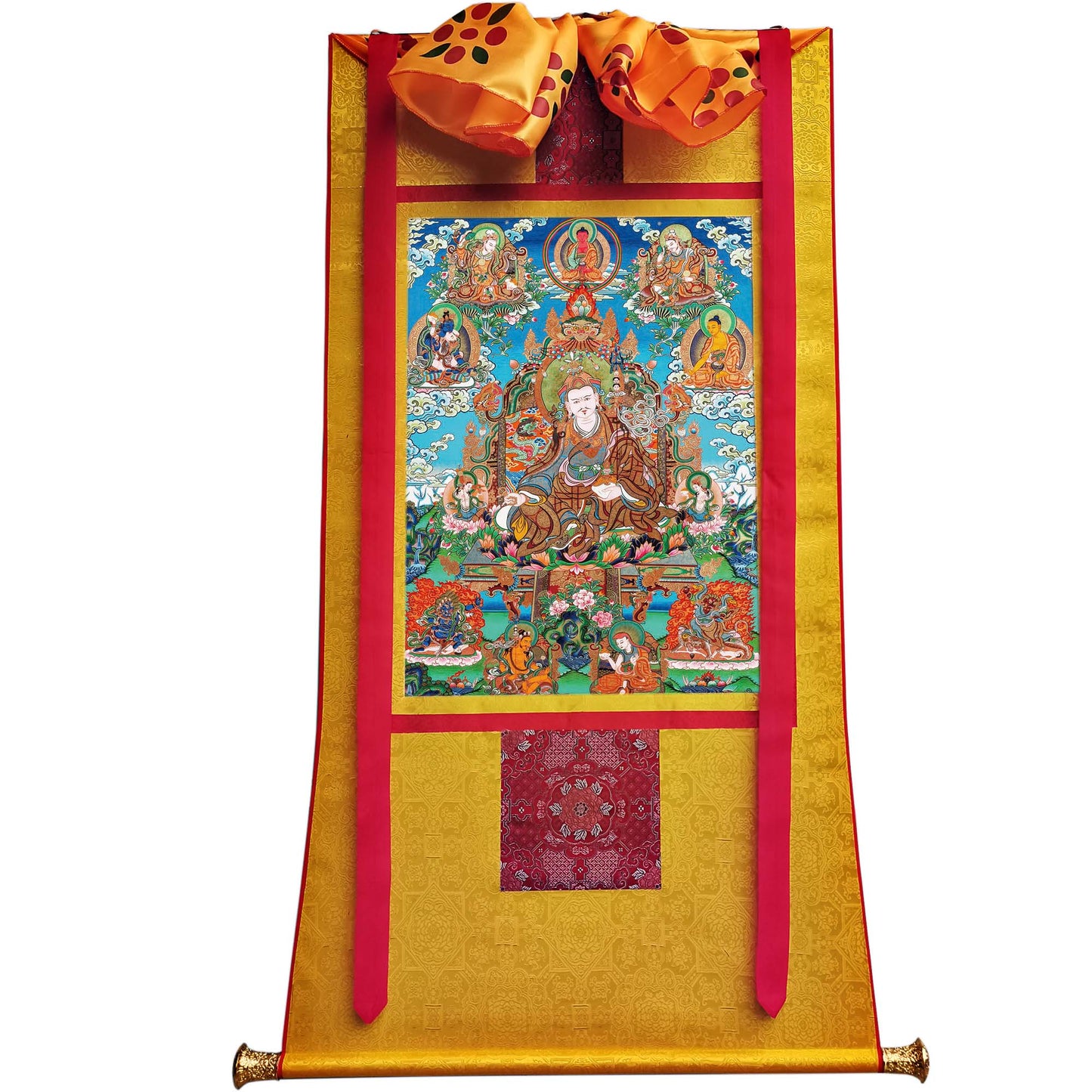 Gandhanra Tibetan Thangka Art - Eight Manifestations of Guru Rinpoche - from Kathok Monastery - Giclee Print with Mineral Pigments