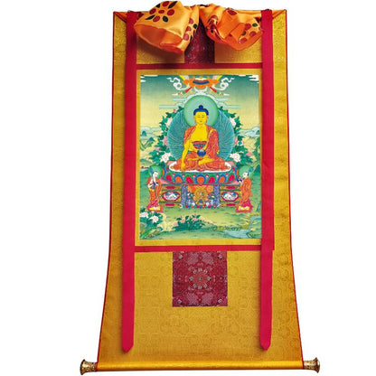 Gandhanra Tibetan Thangka Art - Shakyamuni - from Kathok Monastery - Giclee Print with Mineral Pigments