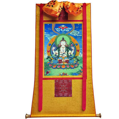Chenrezig - Tibetan thangka painting, view 6