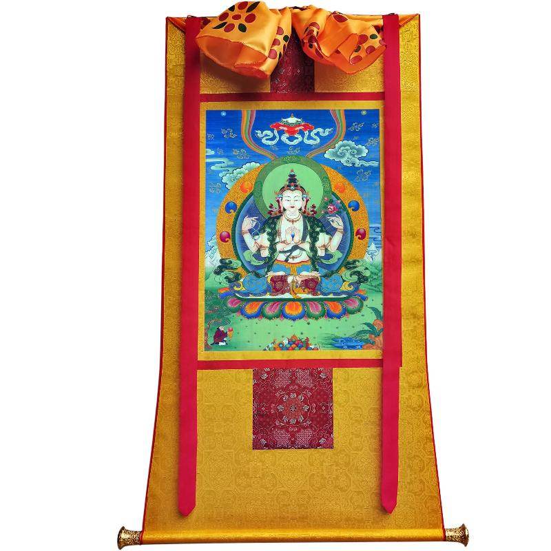 Chenrezig - Tibetan thangka painting, view 6