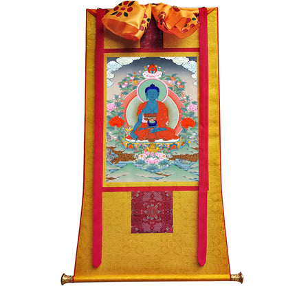 Gandhanra Tibetan Thangka Art - Bhaisajyaguru - Medicine Buddha - from Kathok Monastery - Giclee Print with Mineral Pigments