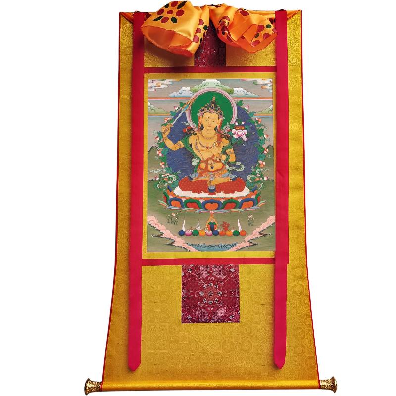 Gandhanra Tibetan Thangka Art - Manjusri - from Kathok Monastery - Giclee Print with Mineral Pigments