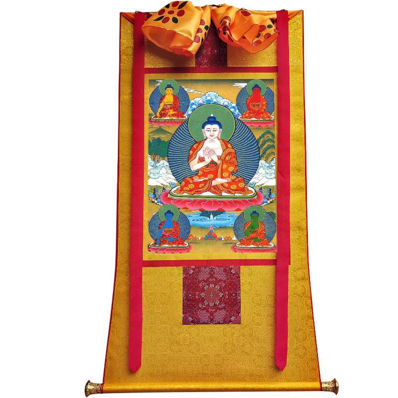 The Mandala of Five Dhyani-Buddhas of Vajradhatu - Tibetan thangka painting, view 6