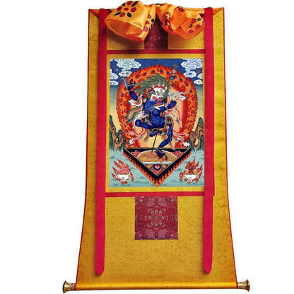 Lion-faced Dakini - Simhamukha - -Simhavaktra -Longsal Sengmar - Tibetan thangka painting, view 21
