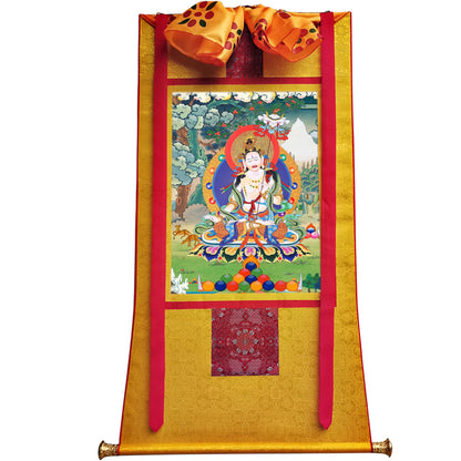 Gandhanra Tibetan Thangka Art - Usnisa Sitatapatra - Great White Parasol - from Kathok Monastery - Giclee Print with Mineral Pigments