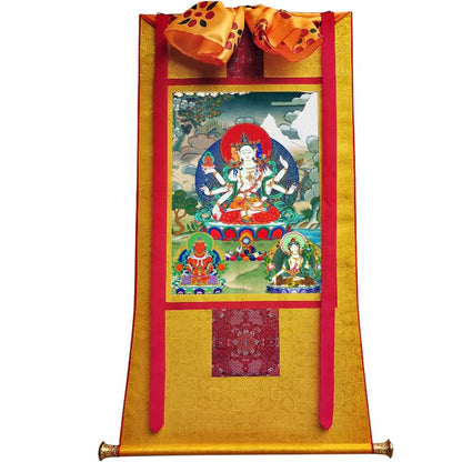 Gandhanra Tibetan Thangka Art - Victorious Crown Ushnisha Vijaya - from Kathok Monastery - Giclee Print with Mineral Pigments