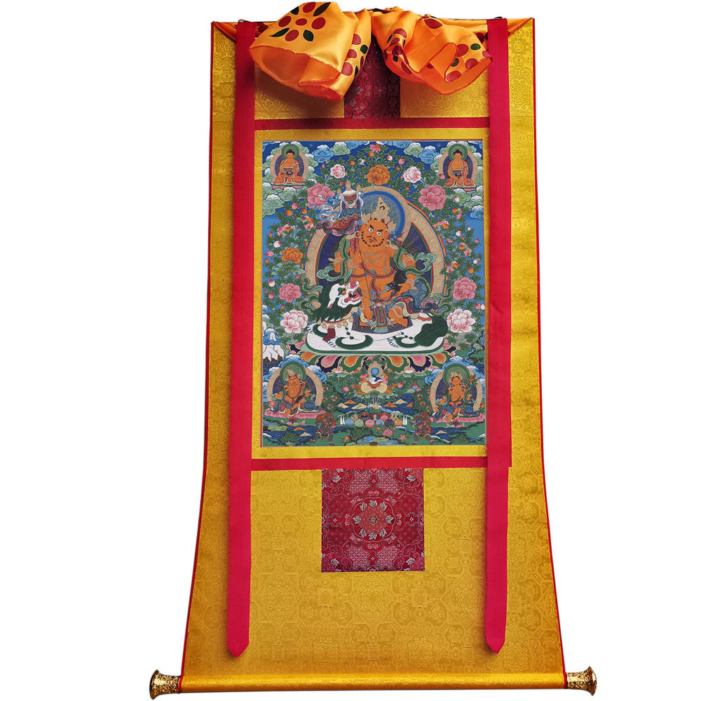 Gandhanra Tibetan Thangka Art - vaishravana - vaisravana - from Kathok Monastery - Giclee Print with Mineral Pigments