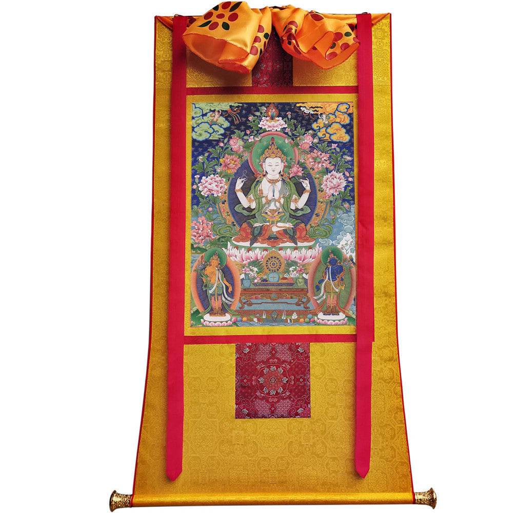 Chenrezig - Tibetan thangka painting, view 6