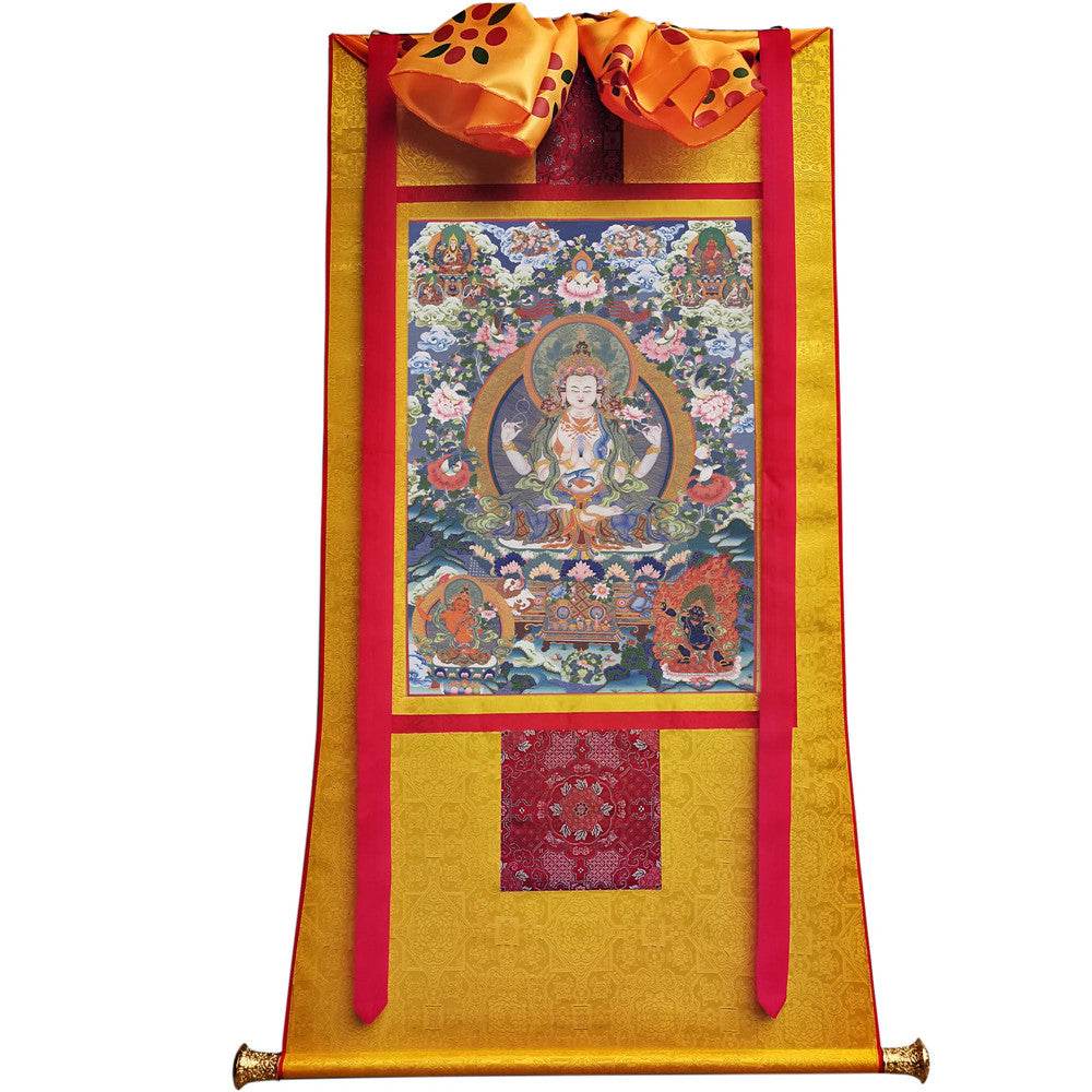 Chenrezig Image - Tibetan thangka painting, view 11