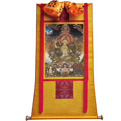 Gandhanra Tibetan Thangka Art - Manjusri - from Kathok Monastery - Giclee Print with Mineral Pigments