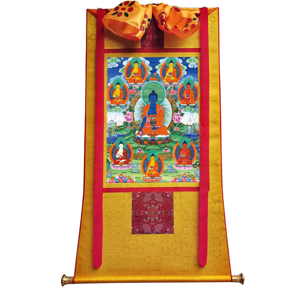 Bhaisajyaguru - Eight Medicine Buddhas - Tibetan thangka painting, view 6