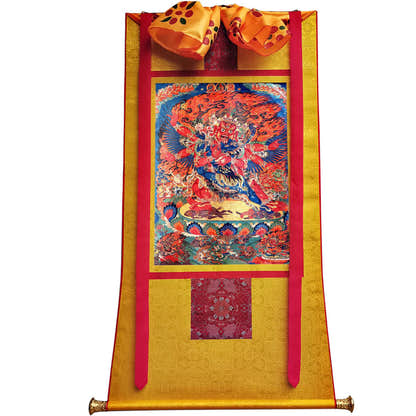 Vajrakilaya in Yab Yum Thangka - Tibetan thangka painting, view 6