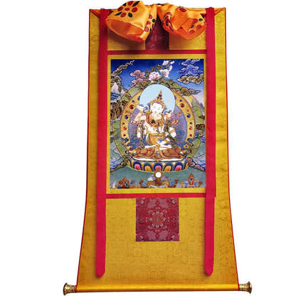 Vajrasattva in Yab Yum - Tibetan thangka painting, view 6