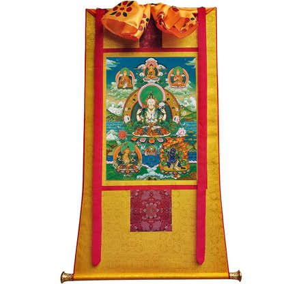 Chenrezig - Tibetan thangka painting, view 6