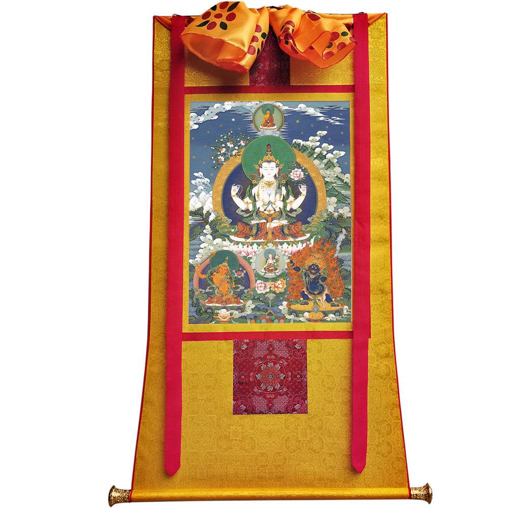 Chenrezig - Tibetan thangka painting, view 6