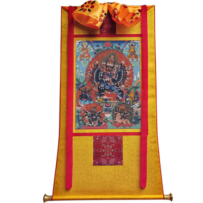 Gandhanra Tibetan Thangka Art - Vajrabhairava-Yamāntaka - from Kathok Monastery - Giclee Print with Mineral Pigments