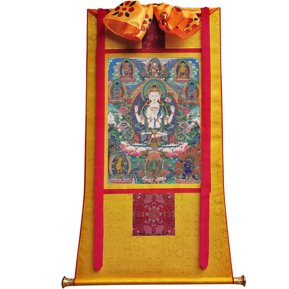 Chenrezig - Tibetan thangka painting, view 6