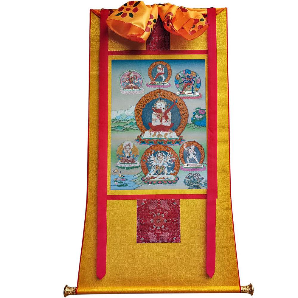 Vajrasattva in Yab Yum - Tibetan thangka painting, view 6