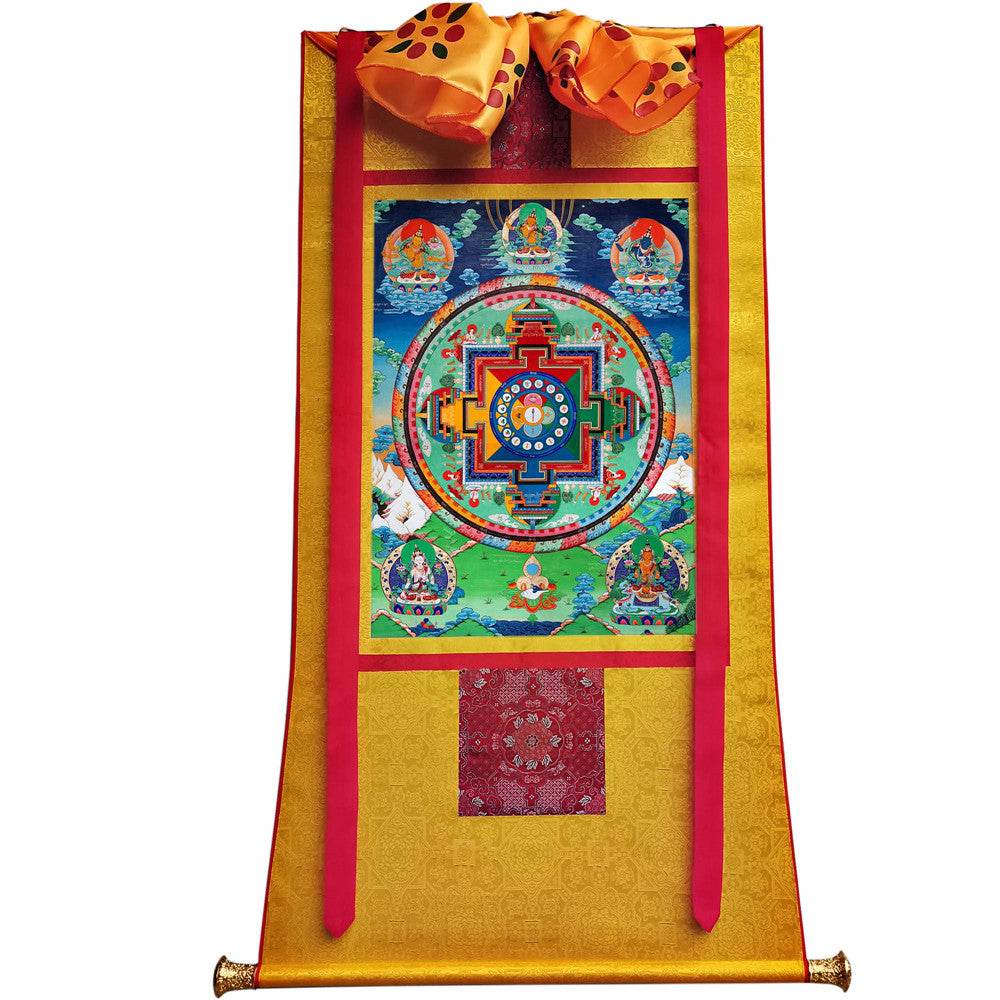 The Mandala of Manjushri Bodhisattva - Tibetan thangka painting, view 6
