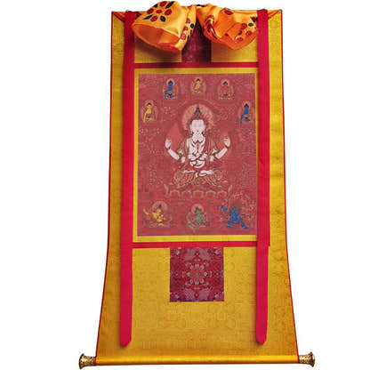Chenrezig - Tibetan thangka painting, view 6