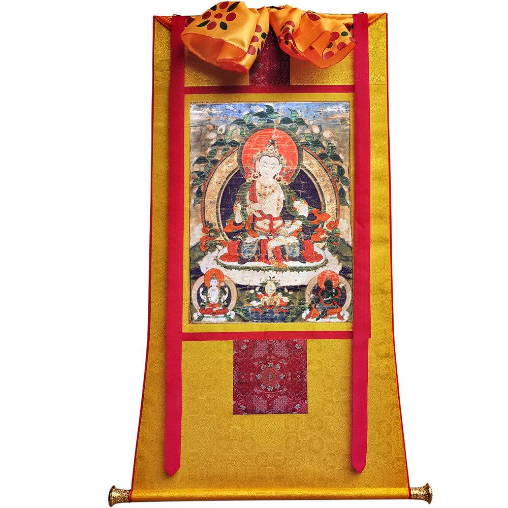Vajrasattva - 14th Century Old Version - Tibetan thangka painting, view 6