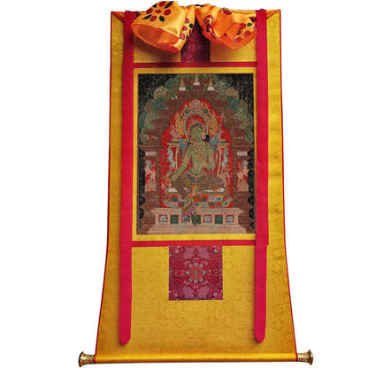 Green Tara - 13th Century - Tibetan thangka painting, view 6