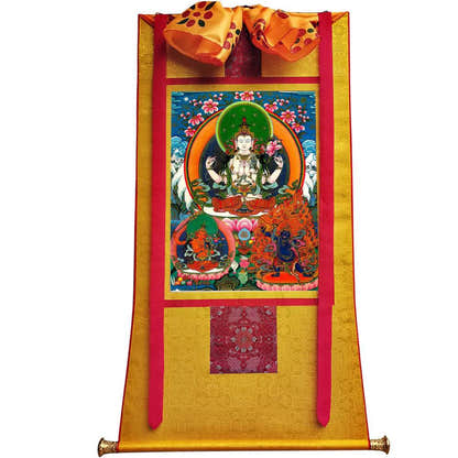 Chenrezig - Tibetan thangka painting, view 6