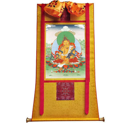 Yellow Jambhala - Tibetan thangka painting, view 6