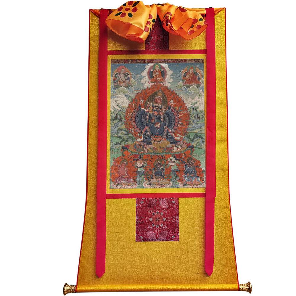 Vajrabhairava / Yamantaka - 17th Century Old Version - Tibetan thangka painting, view 6