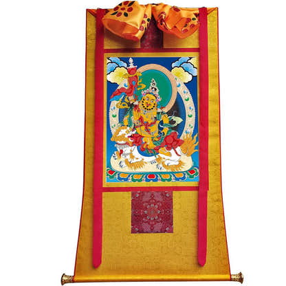 Vaishravana / Vaisravana - Tibetan thangka painting, view 6