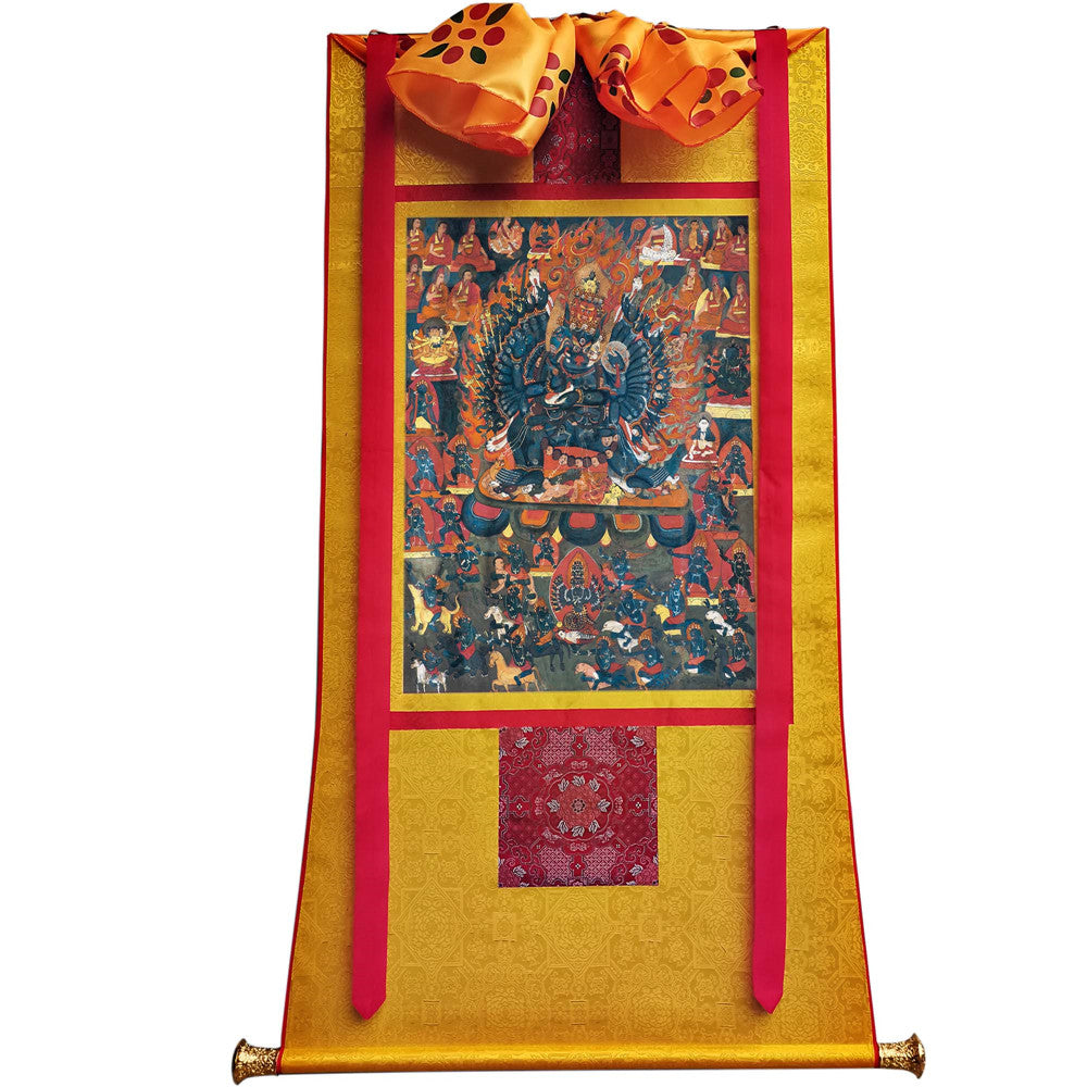 Gandhanra Tibetan Thangka Art - Vajrabhairava-Yamāntaka - from Kathok Monastery - Giclee Print with Mineral Pigments