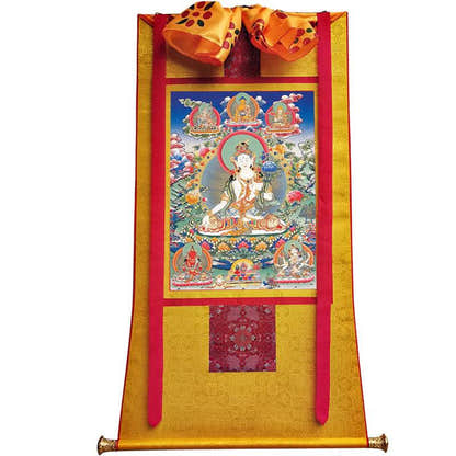 White Tara Image - Tibetan thangka painting, view 11