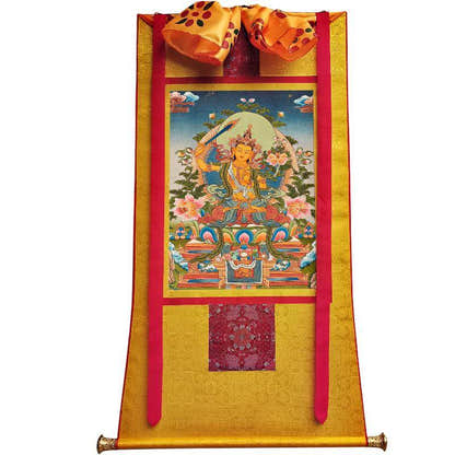 Manjusri - Tibetan thangka painting, view 6