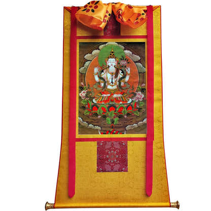 Chenrezig - Tibetan thangka painting, view 6