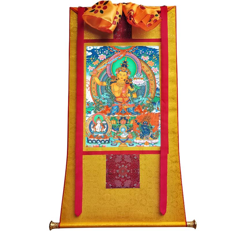 Gandhanra Tibetan Thangka Art - Manjusri - from Kathok Monastery - Giclee Print with Mineral Pigments