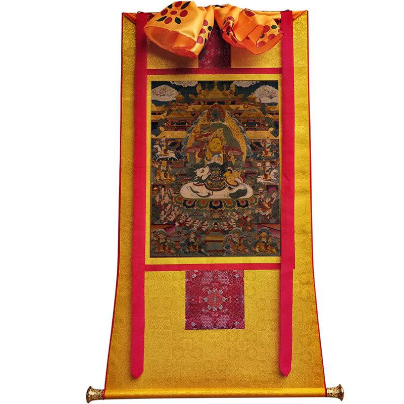Yellow Jambhala Image - Tibetan thangka painting, view 11