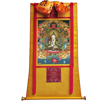 Gandhanra Tibetan Thangka Art - Akasagarbha Bodhisattva - from Kathok Monastery - Giclee Print with Mineral Pigments