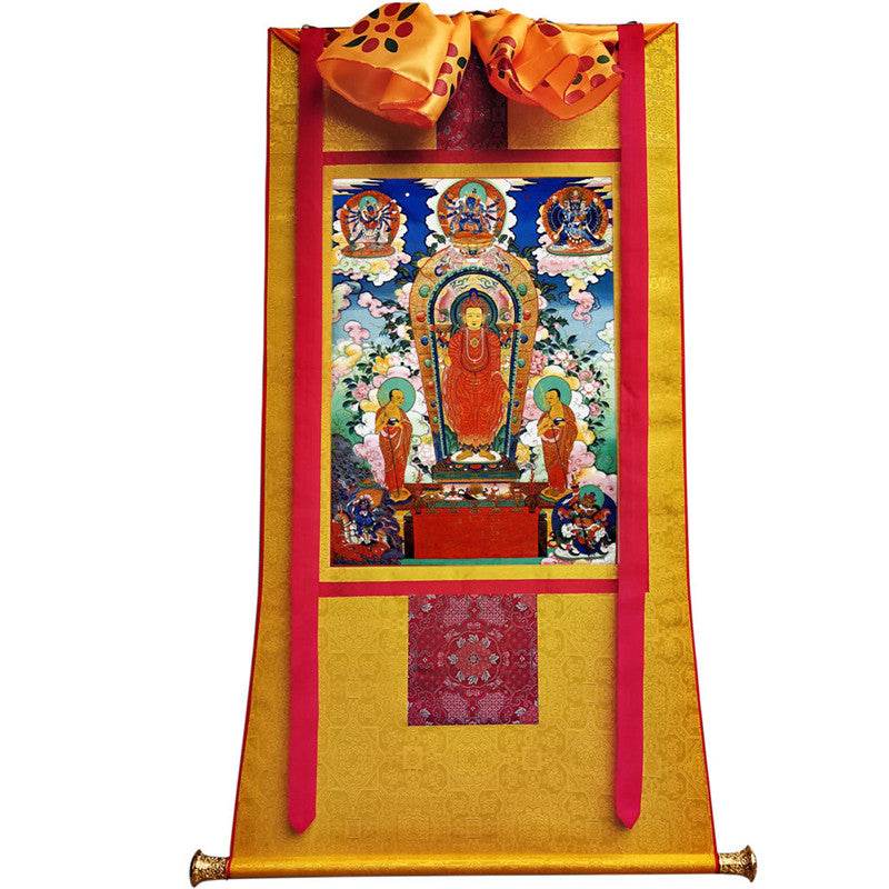 Shakyamuni Buddha: Sandalwood Buddha Image - Tibetan thangka painting, view 11