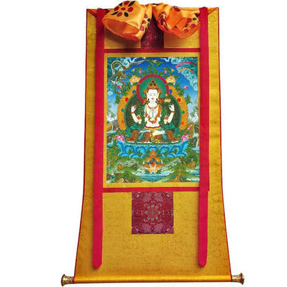 Chenrezig - Tibetan thangka painting, view 6