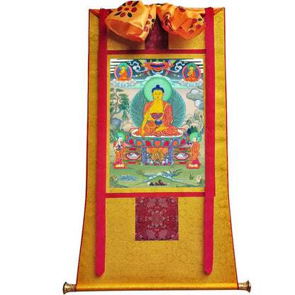 Gandhanra Tibetan Thangka Art - Shakyamuni - from Kathok Monastery - Giclee Print with Mineral Pigments