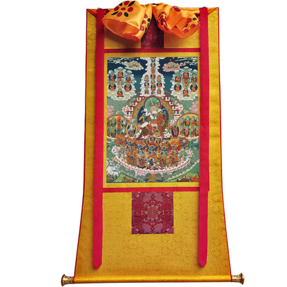 Gandhanra Handmade Thangka - Padmasambhava - Guru Rinpoche on Refuge Tree - from Kathok Monastery