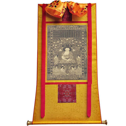 Krakucchanda Buddha - Tibetan thangka painting, view 6