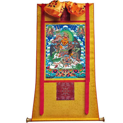Vaishravana / Vaisravana - Tibetan thangka painting, view 6