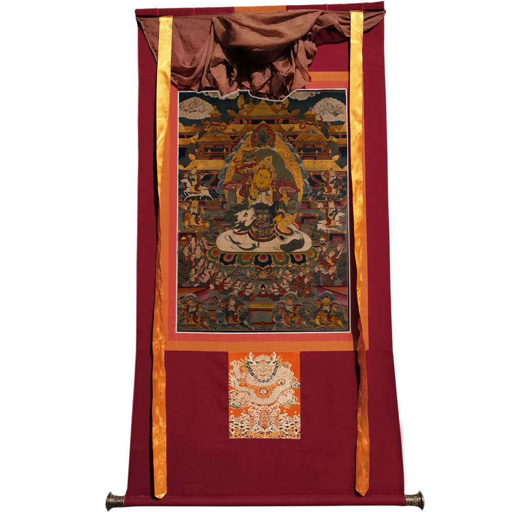 Gandhanra Handmade Thangka - Yellow Jambhala - from Kathok Monastery