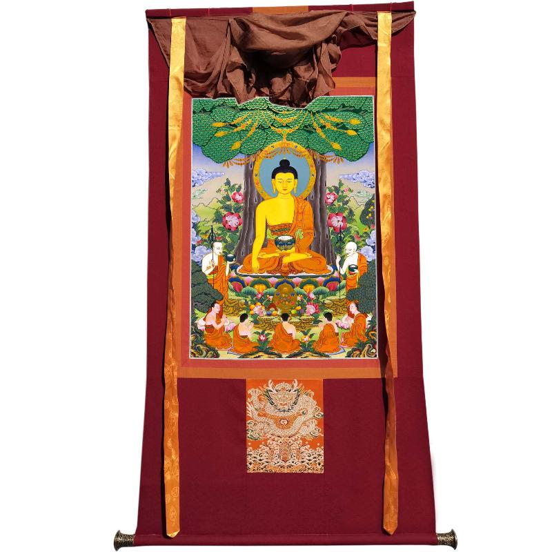 Gandhanra Tibetan Thangka Art - Shakyamuni - from Kathok Monastery - Giclee Print with Mineral Pigments